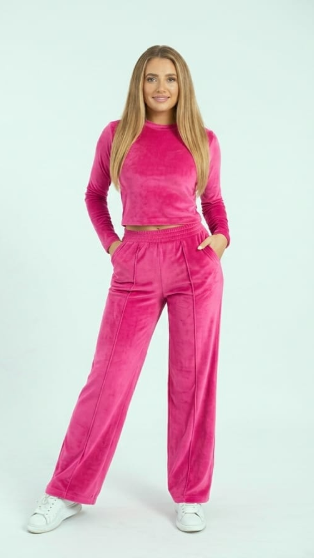 Set din catifea cu bluza simpla