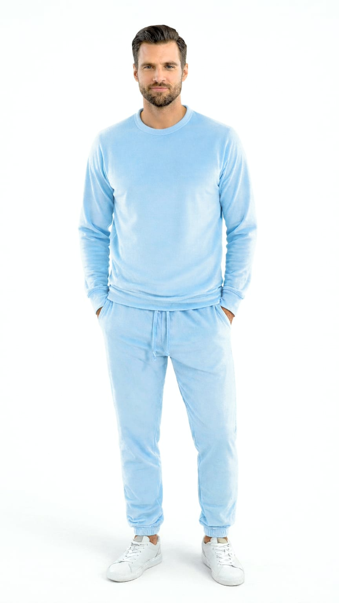 Set din catifea cu bluza simplă